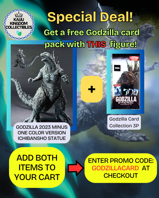 Monthly Monster Madness- May Free Godzilla Trading Cards with Ichibansho Statue!