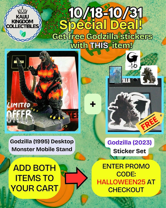 Special deal for collectors—don’t miss out on bonus Godzilla stickers!